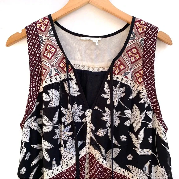 Anthropologie Floreat Grasslands Black Floral Crochet Trim Midi Dress 14 - Picture 4 of 8